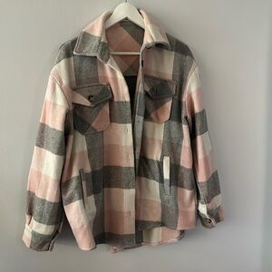 Pink plaid/flannel jacket size medium